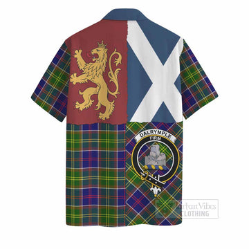 Dalrymple Crest Tartan Hawaiian Shirt with Lion Rampant Saltire Style
