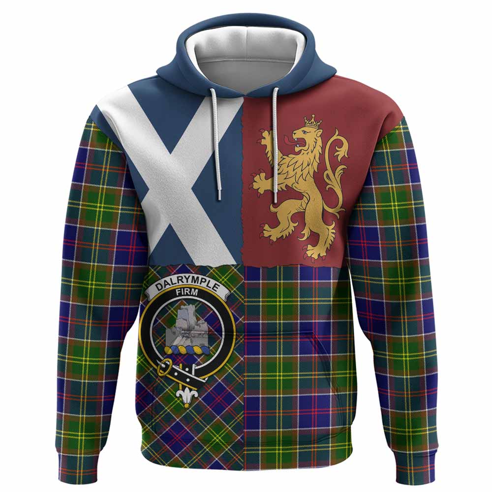 Dalrymple Crest Tartan Hoodie with Lion Rampant Saltire Style