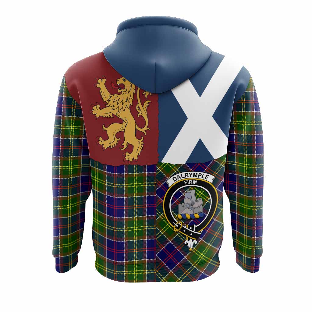 Dalrymple Crest Tartan Hoodie with Lion Rampant Saltire Style