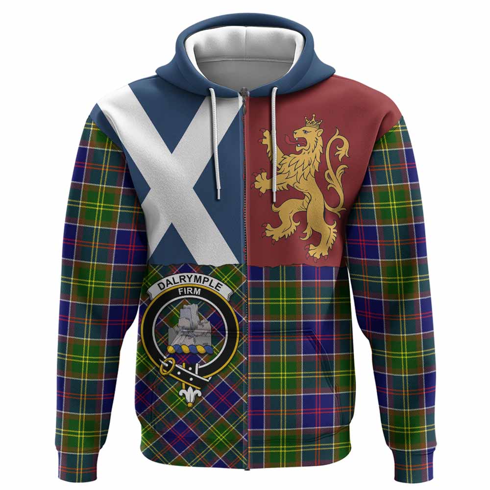 Dalrymple Crest Tartan Hoodie with Lion Rampant Saltire Style