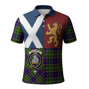 Dalrymple Crest Tartan Polo Shirt with Lion Rampant Saltire Style