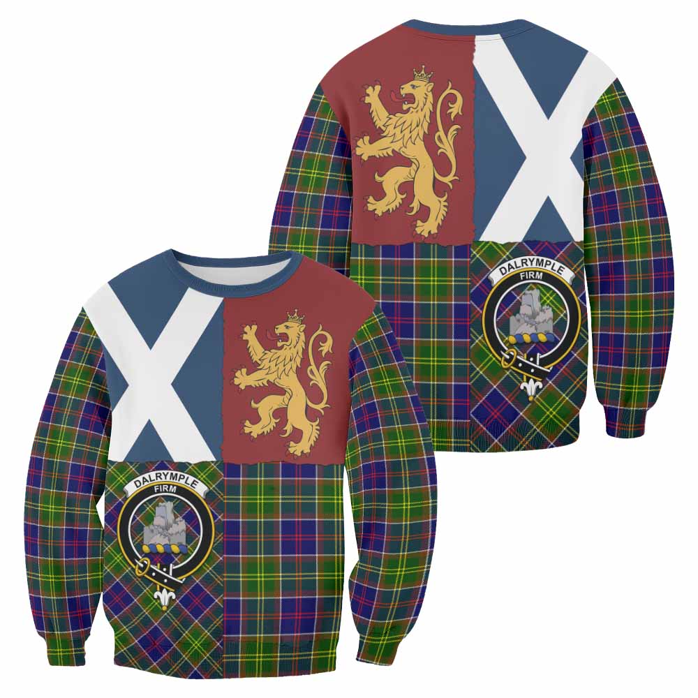 Dalrymple Crest Tartan Sweatshirt with Lion Rampant Saltire Style