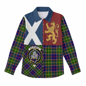 Dalrymple Crest Tartan Women Casual Shirt with Lion Rampant Saltire Style