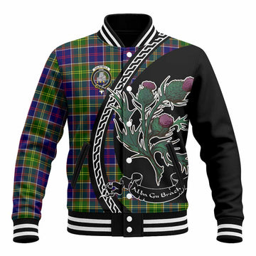 Dalrymple Family Crest Tartan Baseball Jacket Alba Thistle Inspired
