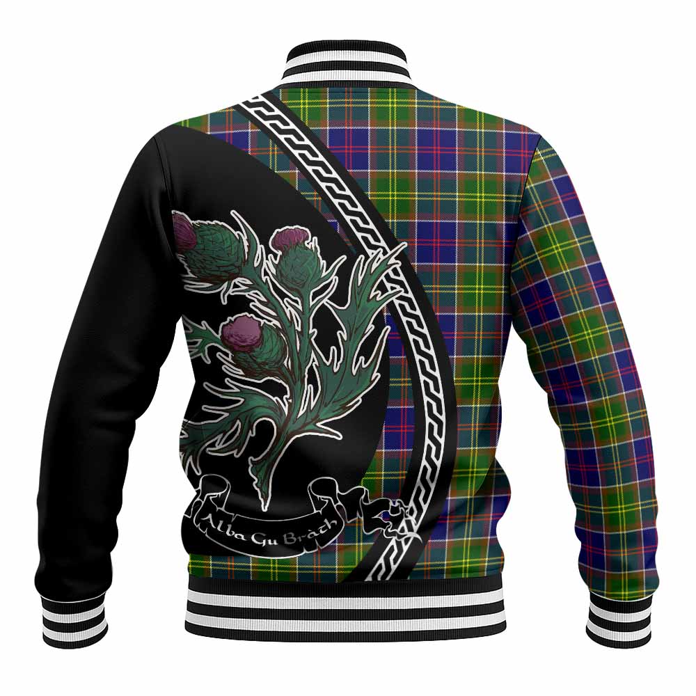 Dalrymple Family Crest Tartan Baseball Jacket Alba Thistle Inspired - Tartan Vibes Clothing