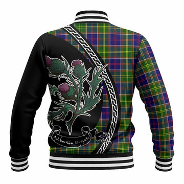 Dalrymple Family Crest Tartan Baseball Jacket Alba Thistle Inspired