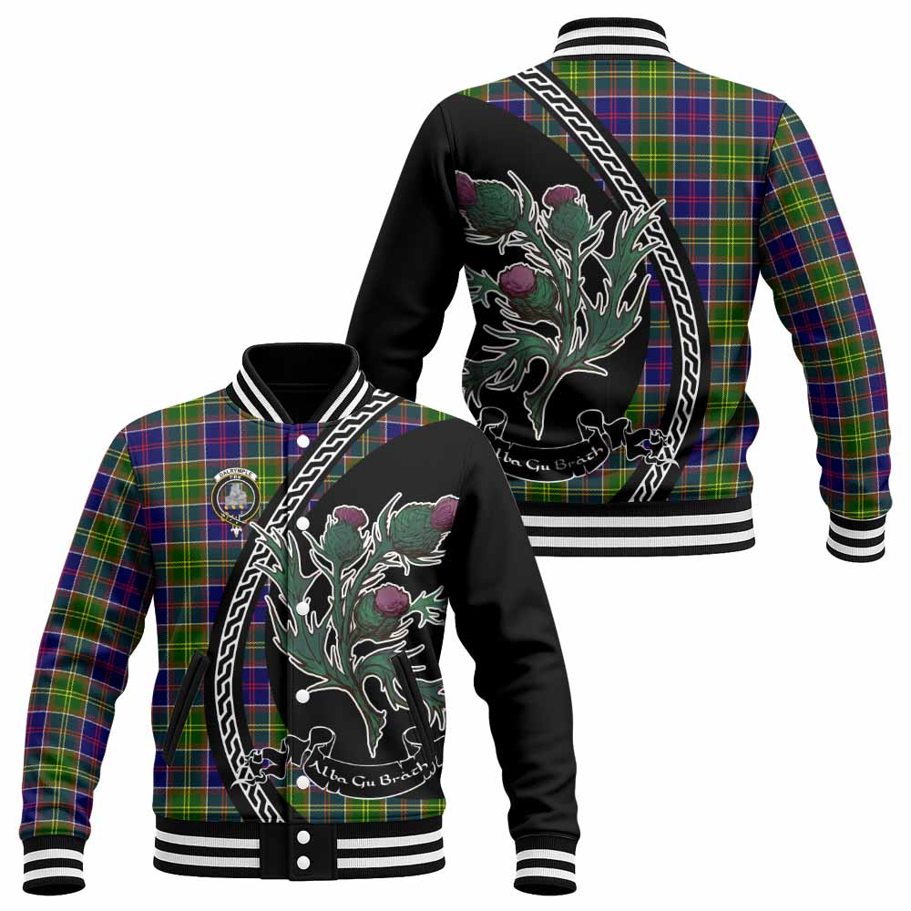Dalrymple Family Crest Tartan Baseball Jacket Alba Thistle Inspired - Tartan Vibes Clothing