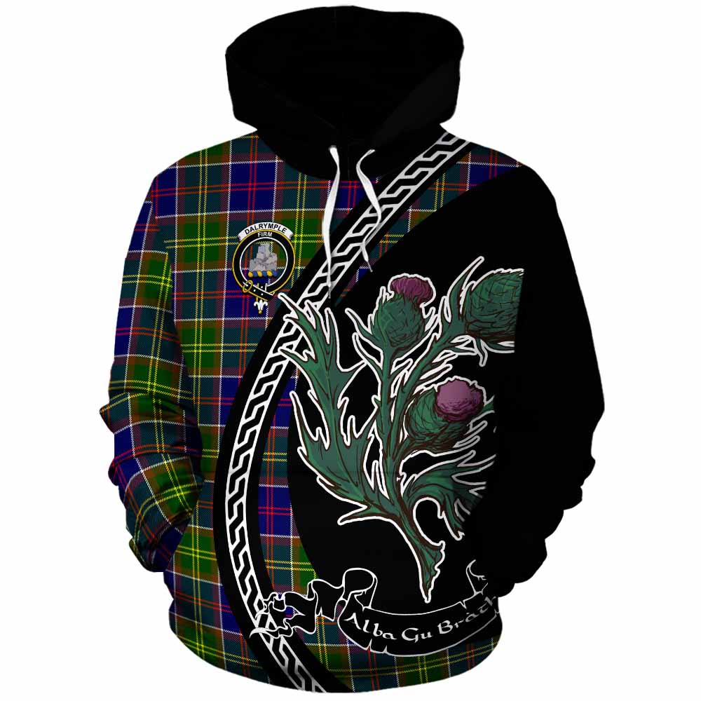 Dalrymple Family Crest Tartan Cotton Hoodie Alba Thistle Inspired - Tartan Vibes Clothing