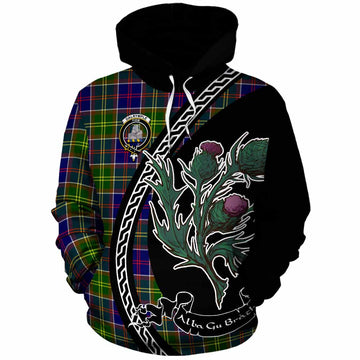 Dalrymple Family Crest Tartan Cotton Hoodie Alba Thistle Inspired