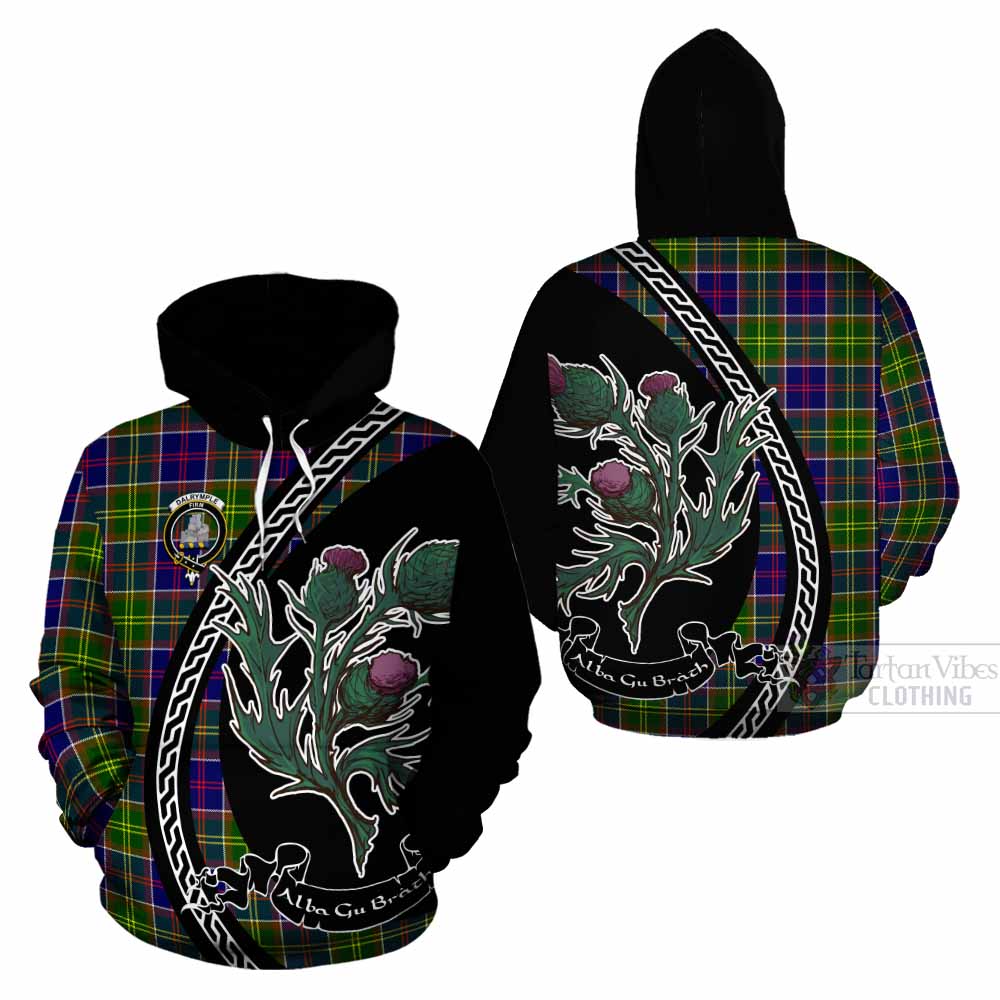 Dalrymple Family Crest Tartan Cotton Hoodie Alba Thistle Inspired - Tartan Vibes Clothing