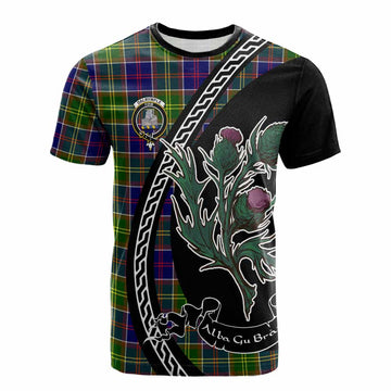Dalrymple Family Crest Tartan Cotton T-shirt Alba Thistle Inspired