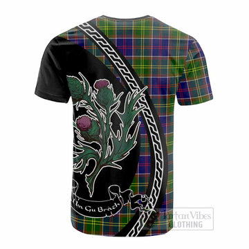 Dalrymple Family Crest Tartan Cotton T-shirt Alba Thistle Inspired