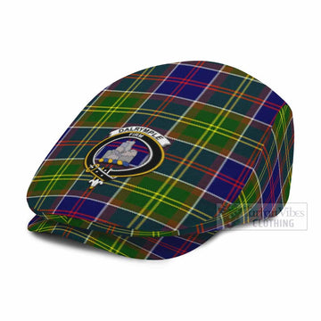 Dalrymple Family Crest Tartan Jeff Cap, Tartan Flat Cap