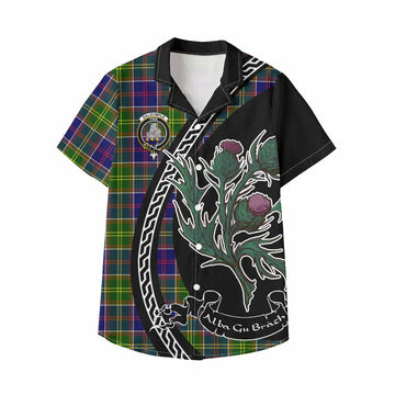 Dalrymple Family Crest Tartan Kid Hawaiian Shirt Alba Thistle Inspired