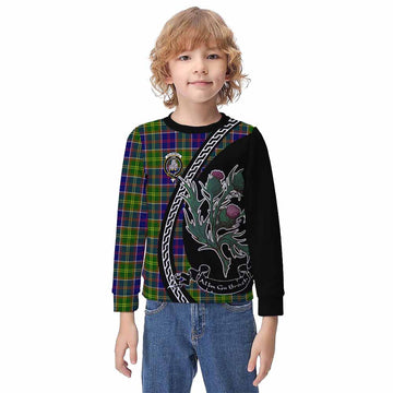 Dalrymple Family Crest Tartan Kid Knitted Sweatshirt Alba Thistle Inspired