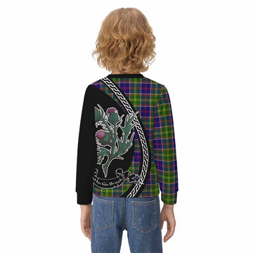 Dalrymple Family Crest Tartan Kid Knitted Sweatshirt Alba Thistle Inspired