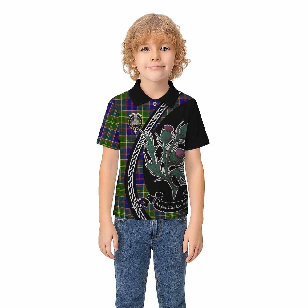 Dalrymple Family Crest Tartan Kid Polo Shirt Alba Thistle Inspired - Tartan Vibes Clothing