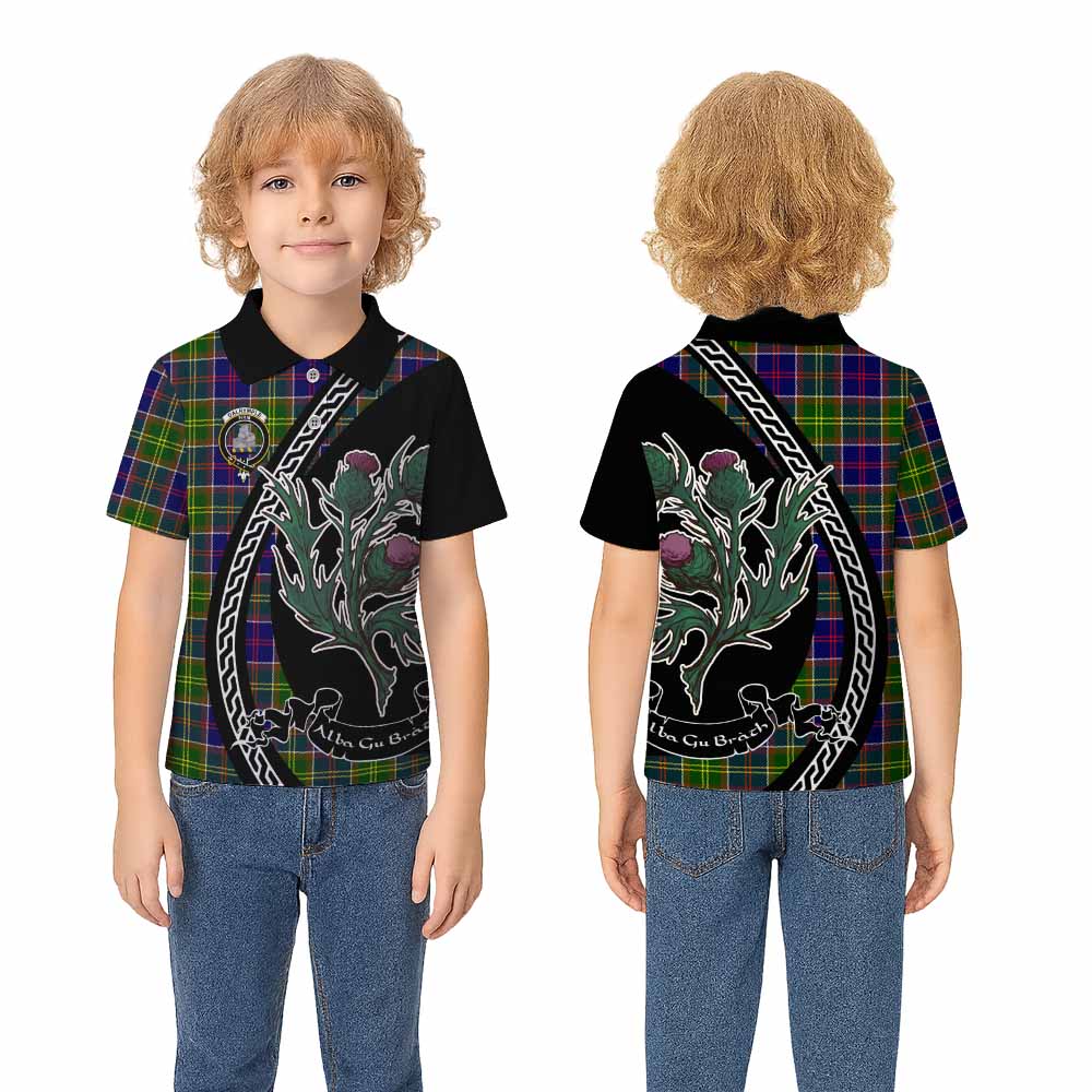 Dalrymple Family Crest Tartan Kid Polo Shirt Alba Thistle Inspired - Tartan Vibes Clothing