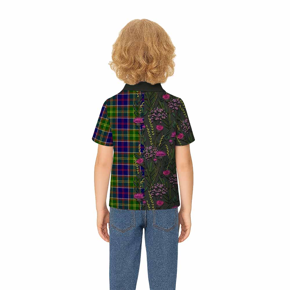 Dalrymple Family Crest Tartan Kid Polo Shirt Scottish Thistle Flower Pattern Half Style - Tartan Vibes Clothing