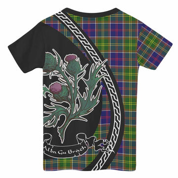 Dalrymple Family Crest Tartan Kid T-shirt Alba Thistle Inspired