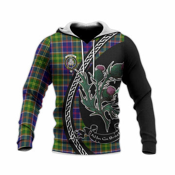 Dalrymple Family Crest Tartan Knitted Hoodie Alba Thistle Inspired