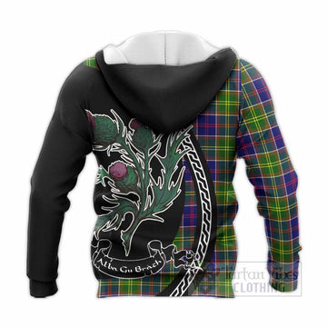 Dalrymple Family Crest Tartan Knitted Hoodie Alba Thistle Inspired