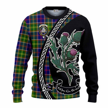 Dalrymple Family Crest Tartan Knitted Sweater Alba Thistle Inspired