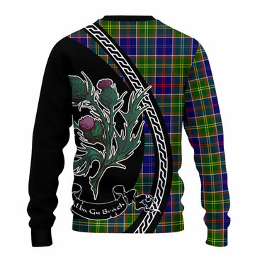 Dalrymple Family Crest Tartan Knitted Sweater Alba Thistle Inspired