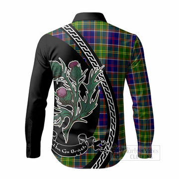 Dalrymple Family Crest Tartan Long Sleeve Button Shirts Alba Thistle Inspired