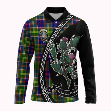 Dalrymple Family Crest Tartan Long Sleeve Polo Shirt Alba Thistle Inspired