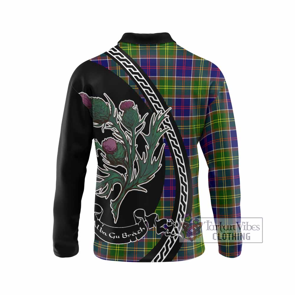 Dalrymple Family Crest Tartan Long Sleeve Polo Shirt Alba Thistle Inspired - Tartan Vibes Clothing