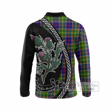 Dalrymple Family Crest Tartan Long Sleeve Polo Shirt Alba Thistle Inspired