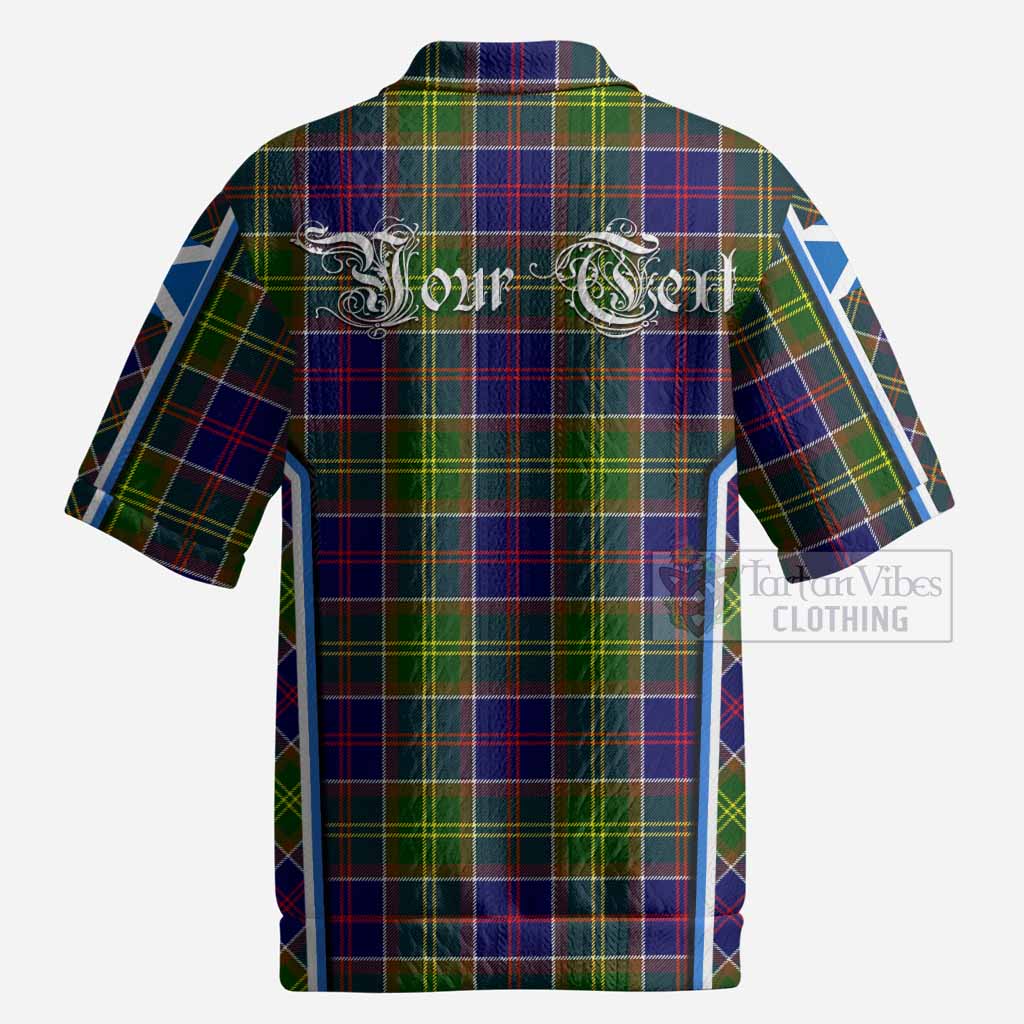 Dalrymple Tartan Crest Men’s Polo Sweater Top Scotland Coat of Arm Flag Style