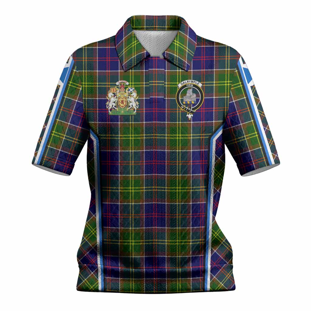 Dalrymple Tartan Crest Women’s Polo Sweater Top Scotland Coat of Arm Flag Style