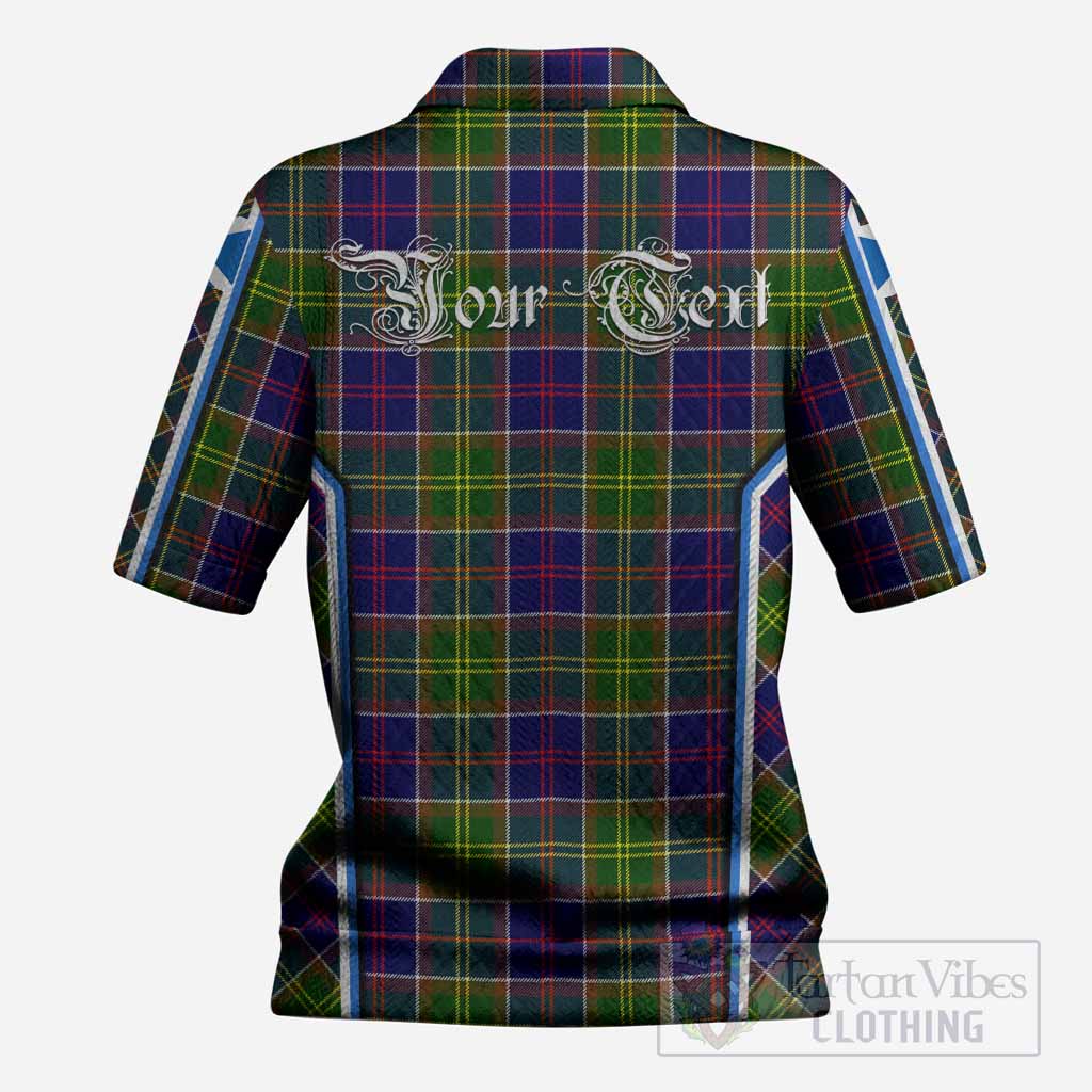 Dalrymple Tartan Crest Women’s Polo Sweater Top Scotland Coat of Arm Flag Style