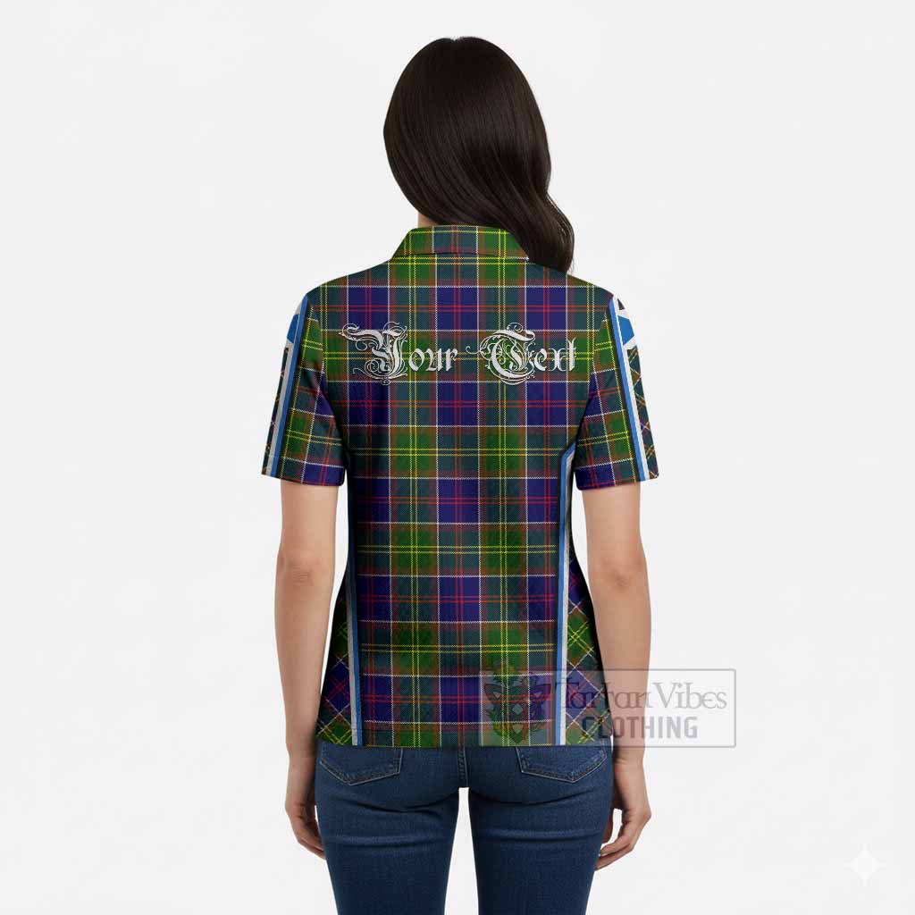 Dalrymple Tartan Crest Women’s Polo Sweater Top Scotland Coat of Arm Flag Style