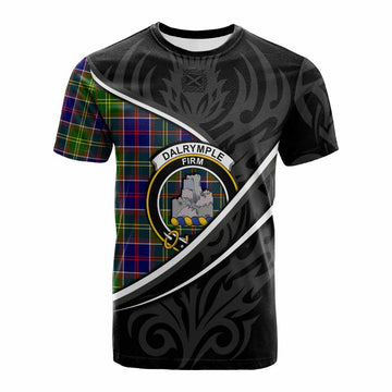 Dalrymple Tartan Family Crest Cotton T-shirt Celtic Scottish Thistle Floral