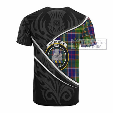 Dalrymple Tartan Family Crest Cotton T-shirt Celtic Scottish Thistle Floral