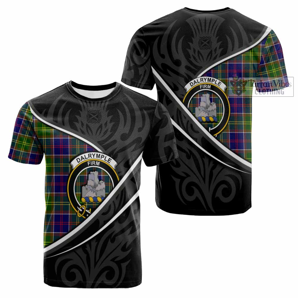 Dalrymple Tartan Family Crest Cotton T-shirt Celtic Scottish Thistle Floral - Tartan Vibes Clothing