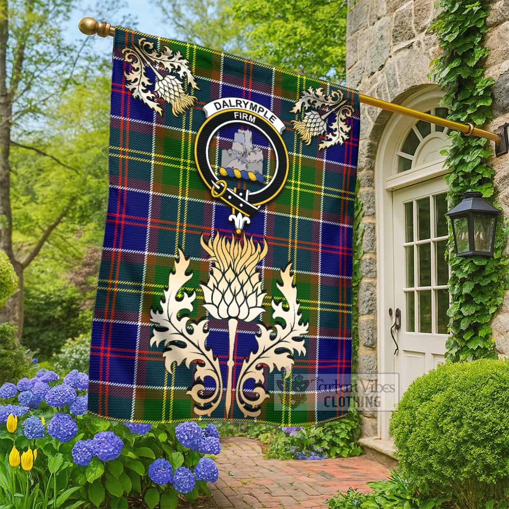 Dalrymple Tartan Garden Flag with Golden Regal Scottish Thistle Emblem - Tartan Vibes Clothing