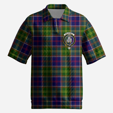 Dalrymple Tartan Men’s Polo Sweater Top with Family Crest
