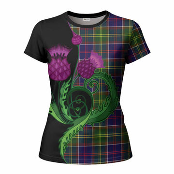 Dalrymple Tartan Women T shirt Traditional Scottish Thistle