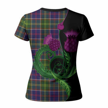 Dalrymple Tartan Women T shirt Traditional Scottish Thistle