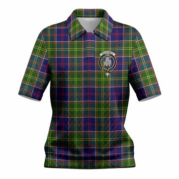 Dalrymple Tartan Women’s Polo Sweater Top with Family Crest