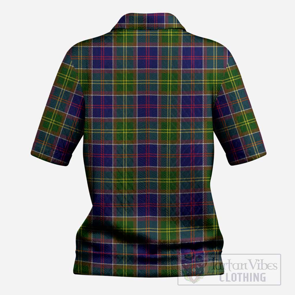 Dalrymple Tartan Women’s Polo Sweater Top with Family Crest