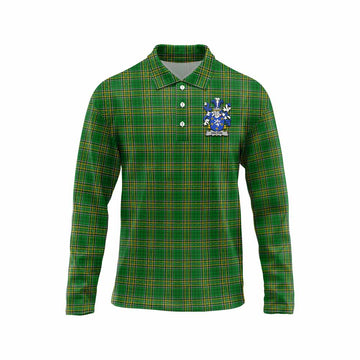 Tartan Vibes Clothing Dalton Irish Clan Tartan Long Sleeve Polo Shirt with Coat of Arms