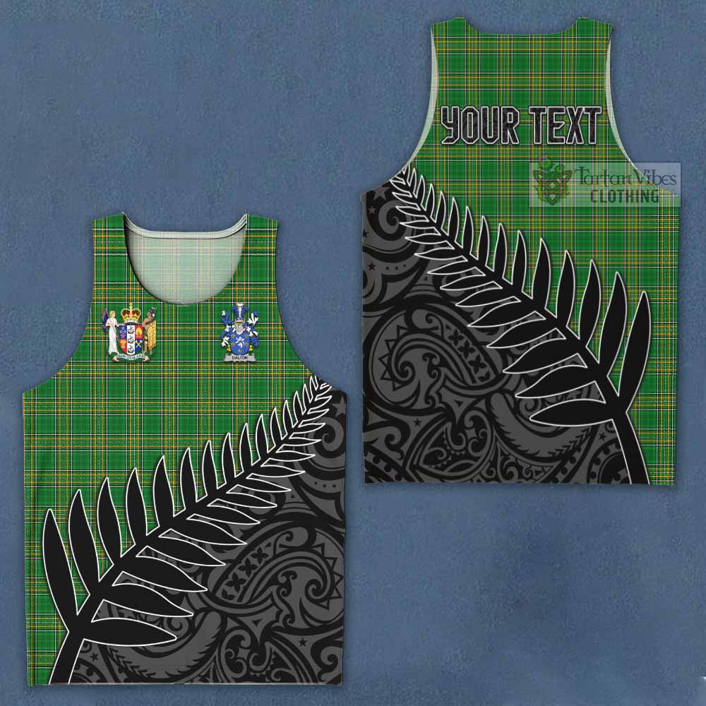 Tartan Vibes Clothing Dalton Irish Clan Tartan Men's Tank Top with Coat of Arms New Zealand Silver Fern Half Style