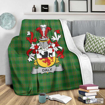Tartan Vibes Clothing Daly Irish Clan Tartan Blanket with Coat of Arms