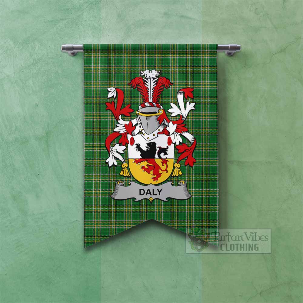 Daly Irish Clan Tartan Gonfalon, Tartan Banner with Coat of Arms Fishtail - Tartan Vibes Clothing