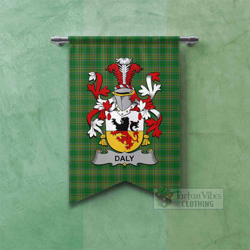 Daly Irish Clan Tartan Gonfalon, Tartan Banner with Coat of Arms